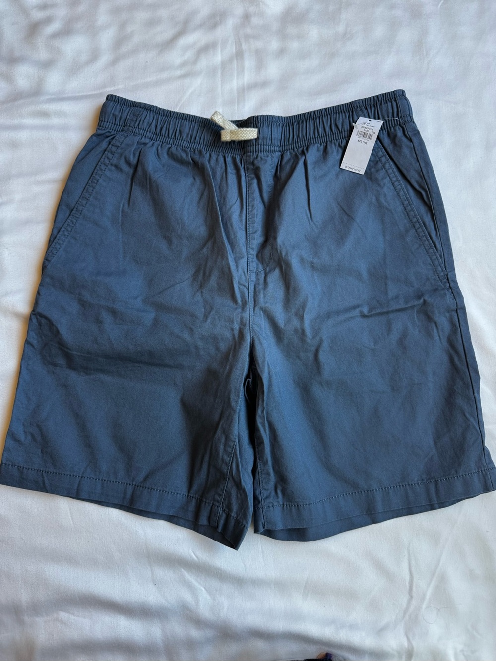 Old Navy Boys XXL Slate Blue Chino Twill Relaxed Fit Elastic Waist Shorts NWT